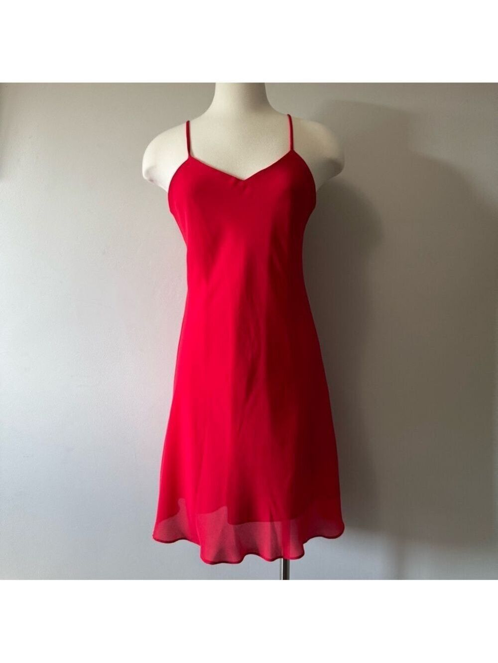 Algo Vintage Elegant Red Mini slip Dress, lined,